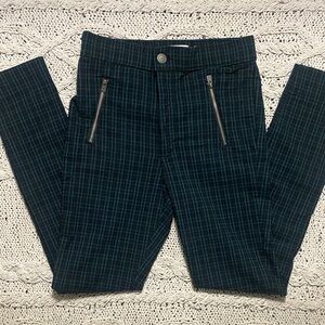 Hollister - Emerald Green & Navy Plaid High-Rise Trousers